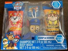 NEW Paw Patrol Marshall Zuma Soap Scrub Bath Set Hook Body Wash Shampoo Scrubby