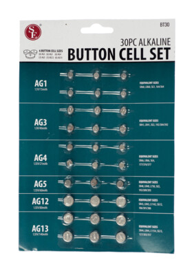 New 30 piece  Assorted Watch Alkaline Button Cell Batteries Fresh  BT30