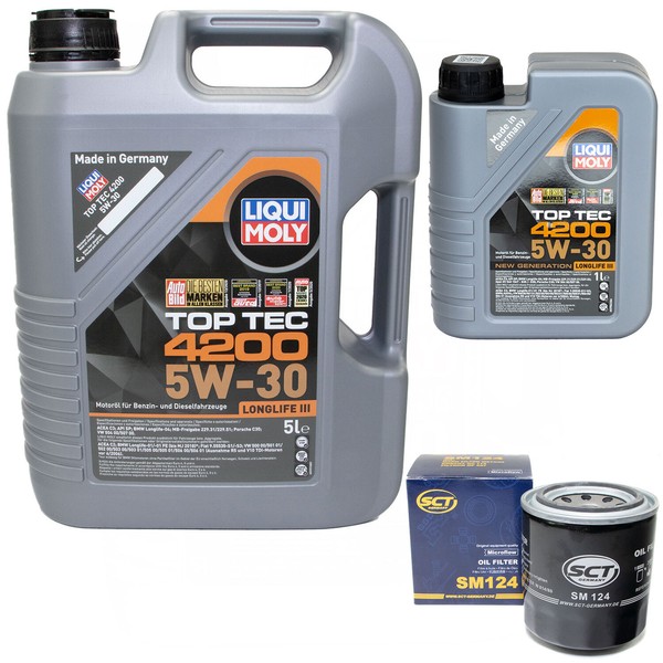 MotoröL Set 5W-30 Liqui Moly 6 Liter + ÖLfilter SM 124 FüR Subaru Tribeca 3.0 B9-image