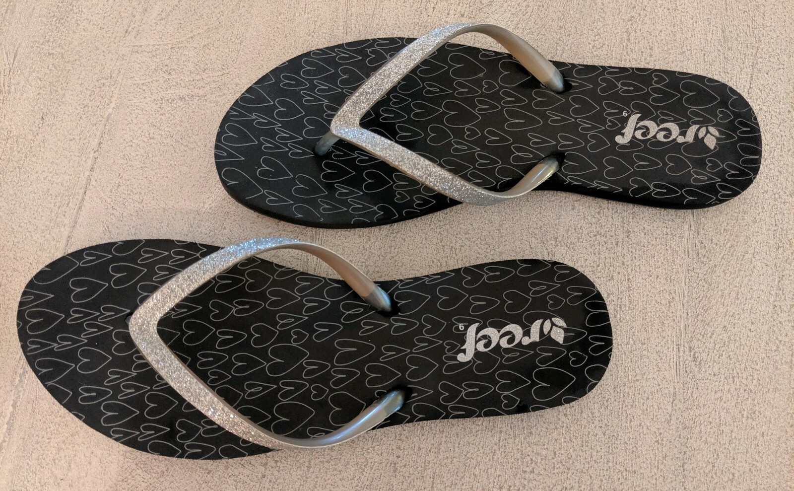 reef wedge flip flops silver