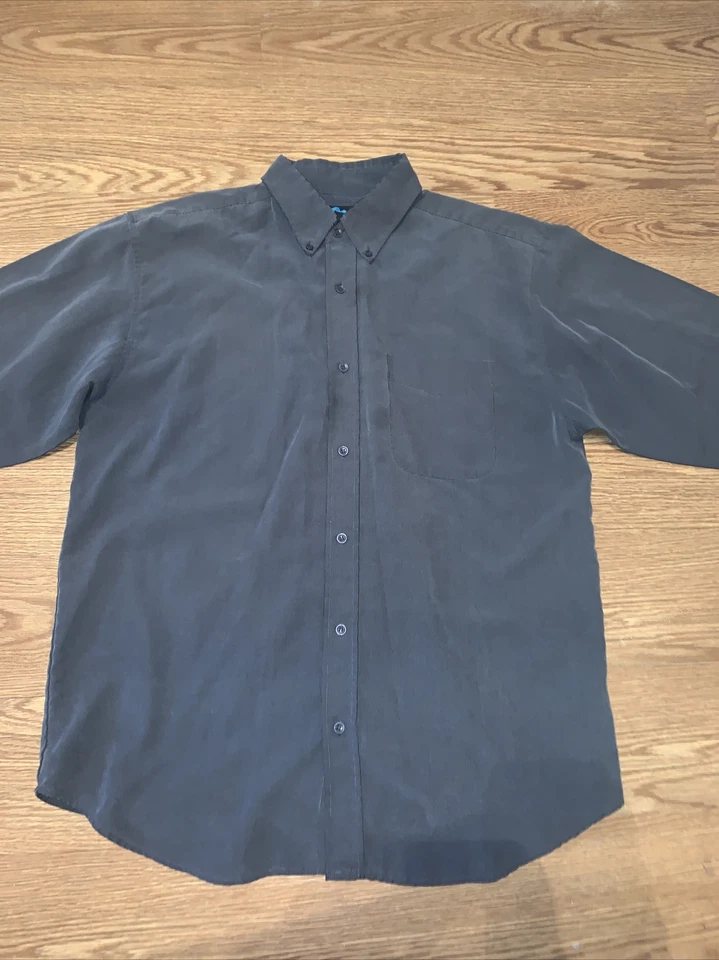 Tri-Mountain мужской воротник на пуговицах длинным рукавом платье рубашка серый большой - Изображение 3 из 4