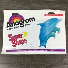 Dolphin Mylar Balloon Splash Luau Beach Tropical Sea Ocean Party Anagram 31 x 26