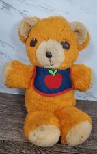   Vintage 1975 Fisher Price Freddy Teddy Bear Apple Bib Orange Stuffed Toy 418  