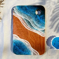 “Passage” – Ocean Resin Dual Shore Board| Coastal Art Gift | 32cm x 20cm x 1.7cm