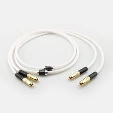 Pair 16 Cores OCC Silver Plated RCA Plug HiFi Audio Cable Interconnect Line Cord