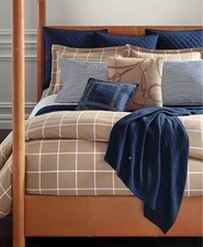 NWT Ralph Lauren Equestrian Windowpane Duvet Cover Camel Full/Queen Size 92x96