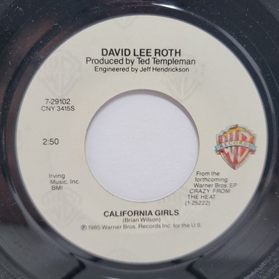 David Lee Roth California Girls 7'' 45rpm M- Vinyl 80's Record 45