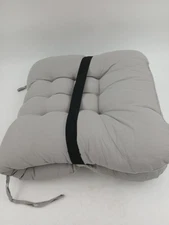 Tufted Chaise Lounge Chair Cushion Pad Gray Outdoor Patio with Ties 34" x 15"