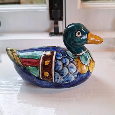 Vintage italienische handbemalte Keramik Ente