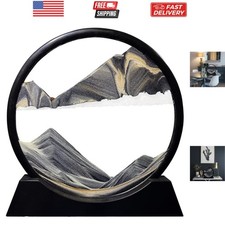 Moving Sand Art Picture Round Glass 3D Deep Sea Sandscape in Motion Display F...