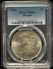 PCGS MS64 1921 United States Morgan One Dollar Silver Coin S$1-013