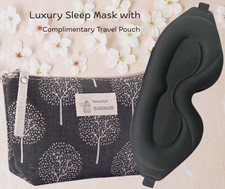 3D Blackout Sleep Mask Light Blocking Adjustable Eye Cover w/ Travel Pouch