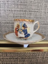 Buster Brown  Mary Jane Antique Demitasse Ad Porcelain Cup  Saucer/Gold Trim