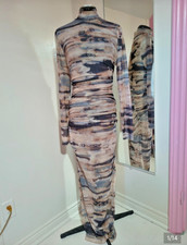 Fashion Nova Mesh Long Dress Tie Dye