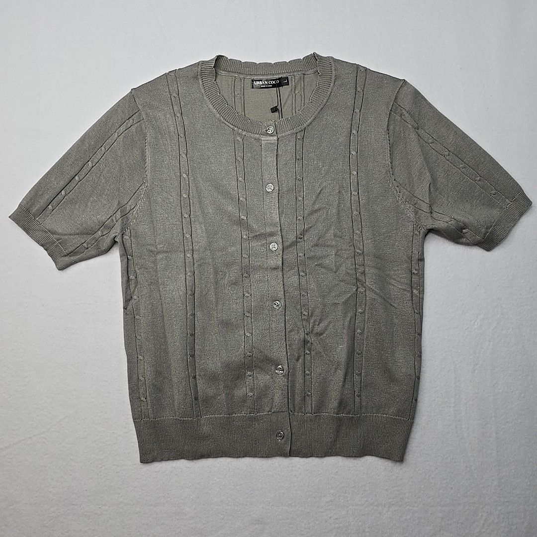 Urban Coco Blouse Sweater Button Up Short Sleeve Womems Size Large
