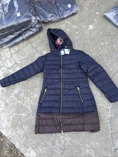 Joules Heathcote Navy Long Puffer Coat Size 8 Rrp £99.95