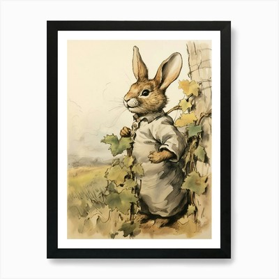 Bilderbuch Tier Aquarell Hase gerahmt Wandbild Poster Leinwanddruck Bild