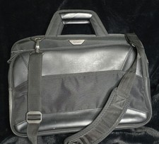 Targus 17" Black Leather Laptop Computer Case Bag Shoulder Strap Travel