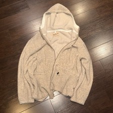 Vintage Woolrich Jacket Womens M Sherpa Oat Deep Pile Fleece Hoodie Full Zip