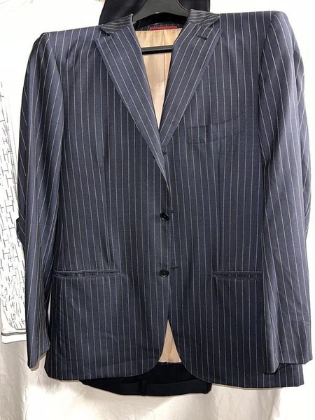 Men Isaia Napoli Suit Navy Wool 50