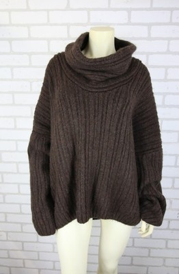 Source Unknown Becca Oversized High Roll Knit Pullover Womens OS Brown $240