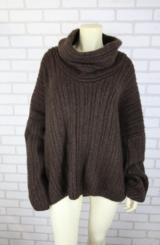 Source Unknown Becca Oversized High Roll Knit Pullover Womens OS Brown $240