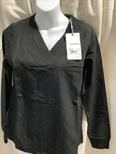 Mandala Scrubs Women Long Sleeve 1 Pocket Top Size XS Color Black NWT