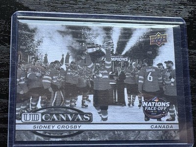 2025-26 Upper Deck Extended Canvas 4 Nations Black White Sidney Crosby C412. SSP
