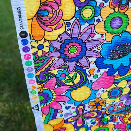Seersucker Flower Power Brights Rainbows Butterflies Fabric Retro 4 Yds x 45" W - Picture 6 of 8