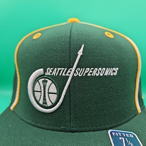 Vintage Seattle Supersonics Hat Reebok Fitted Size 7 1/8 Hardwood Classics Green - Picture 2 of 7