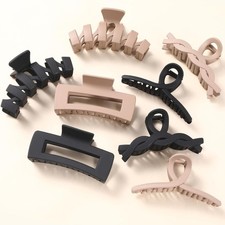Large Claw Clips for Thick Hair, 8 Pack Matte Non-Slip, Neutral 