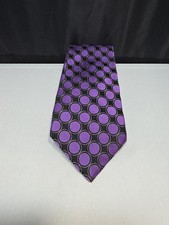 City of London Silk Tie 3.5 x 58.5 Purple Stripe Polka Dot Tip Lining USA Made