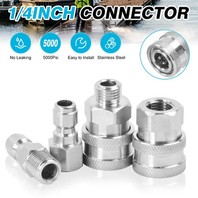 #ad 4x NPT 1 4Inch Pressure Washer Adapter Stainless Steel Quick Connect Fitting New $12.00