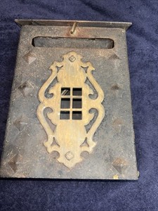 Vtg Antique Colonial, Tudor Cast Iron?, Steel? Wall Mount Slot Mailbox 10"x6.5"