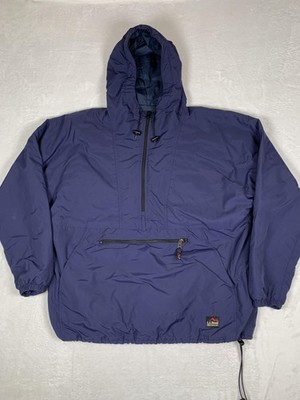 Vintage LL Bean Jacket Mens XL Blue Thinsulate Hooded Anorak Pullover Outdoors