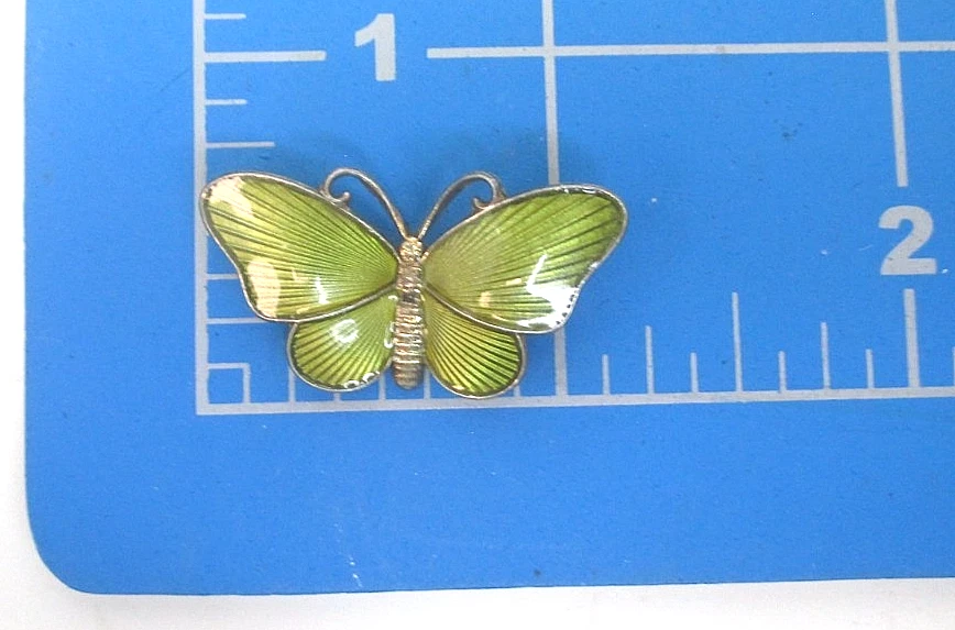 Prendedor mariposa esmaltado vintage de plata de ley Ivar Holth Foto 4 de 4