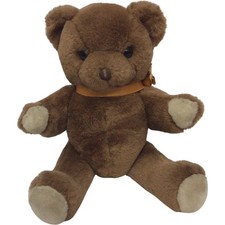 lefray Toys Plush Bear Brown Stuffed Animal with Bow Vintage 1980s Item no. 9655