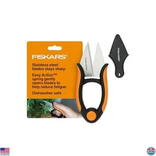 Herb Garden Scissors 5" Shears, Handheld Snips with Sheath & SoftGrip Handle