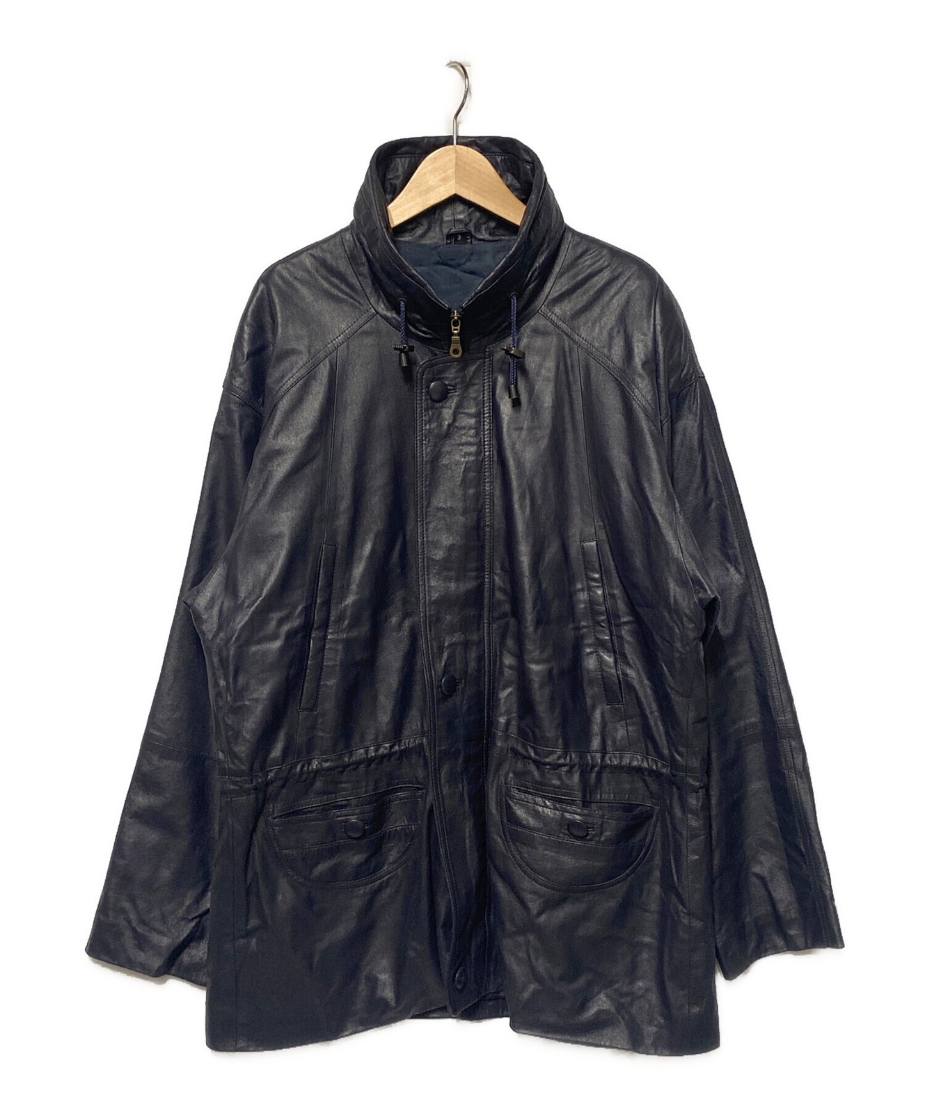 Tzt Natural Stand Collar Leather Jacket L Gmv70