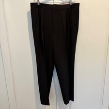 Mens Tuxedo Pants Black Wool Pleated Satin Stripe Bemberg Lining Italy 36x31.5