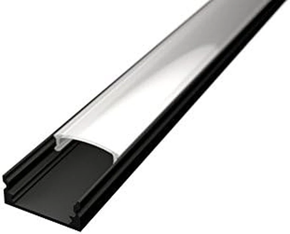 5X Profili in Alluminio Nero Da 2 Mt (10 Mt) TL1205 per Strisce a Led Con Cover  - Immagine 2 di 4