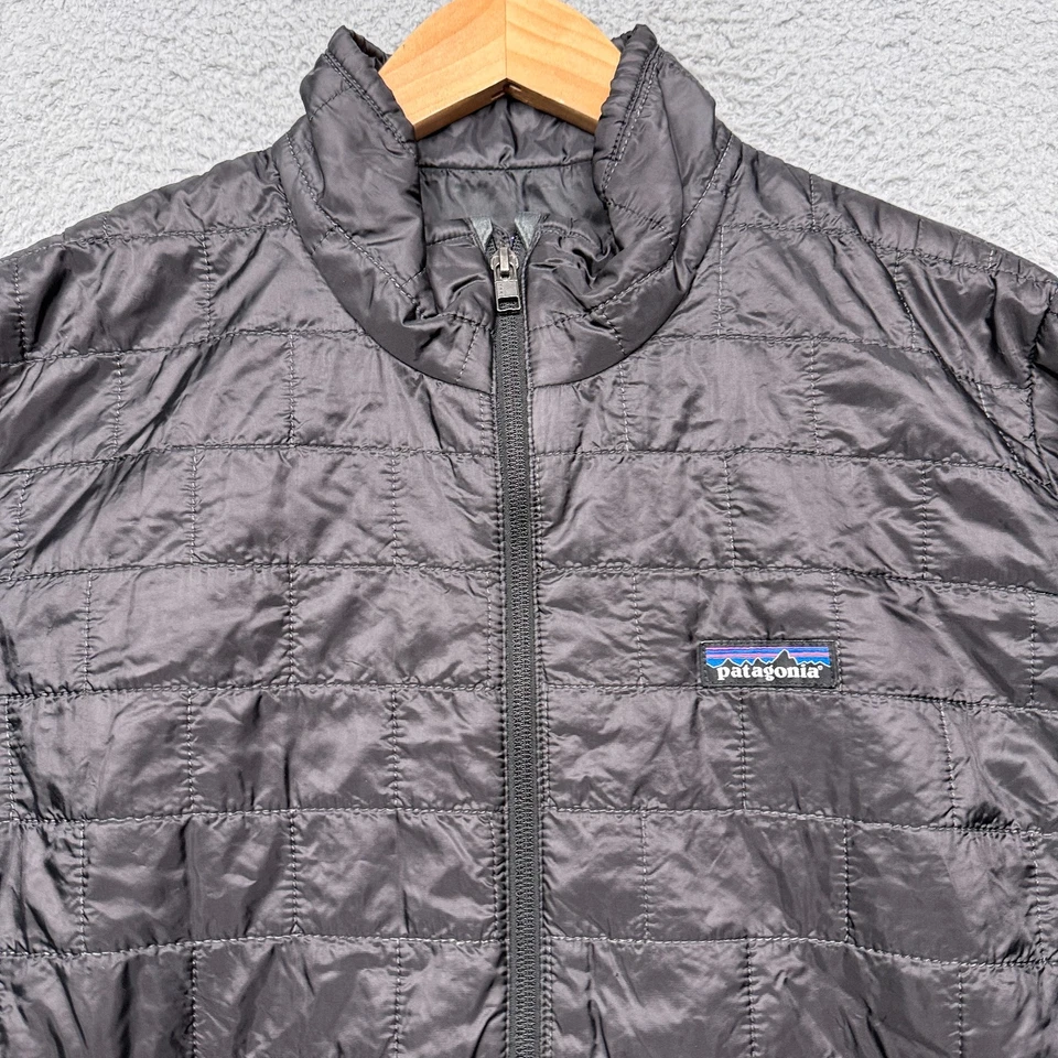 Chaqueta Patagonia Nano Puff Para Hombres Mediana Negra Cremallera Completa Cuello Simulado Bolsillos con Cremallera Foto 3 de 4