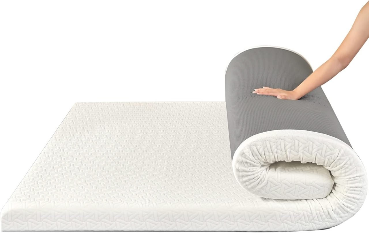Materasso In Memory Foam Gel 90x200 Cm Alto 8cm Topper Con Rivestimento Esterno