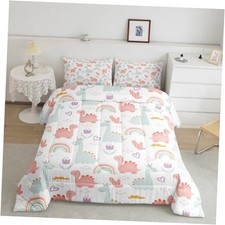 Cartoon Dino Comforter Set Dinosaur Comforter Cute Jungle Toddler Pink Green