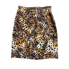 VTG Scaasi 100 Silk Cheetah Print Pencil Skirt 10P Mob Wife Indie Sleaze Luxury