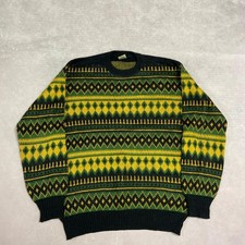 Vintage Knitted Jumper Abstract Patterned Grandad Knit Sweater Men's Xl