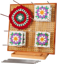 11.8" Crochet Blocking Board with 16 Pins/Pegs, Granny Square Blocking Boards fo