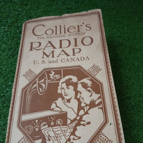 ANTQUE 1924 Collier's The National Weekly Radio FOLDED MAP U.S. & Canada HTF - Picture 4 of 24