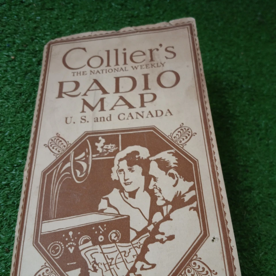 ANTQUE 1924 Collier's The National Weekly Radio FOLDED MAP U.S. & Canada HTF  - Image 4 of 4