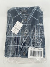 J. Crew BU178 Men's Medium Blue Plaid Classic Flannel Button-Front Shirt NWT